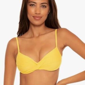 NWT New Becca Color Code Yellow Vanessa Twist Underwire Bra Swim Top L Beach